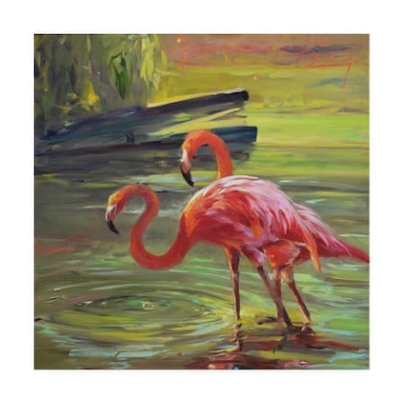 Chuck Larivey 'Flamingo Iii' Canvas Art,14x14